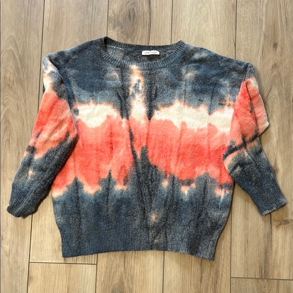 Women's Tie-Dye Sweater - Coral and Blue